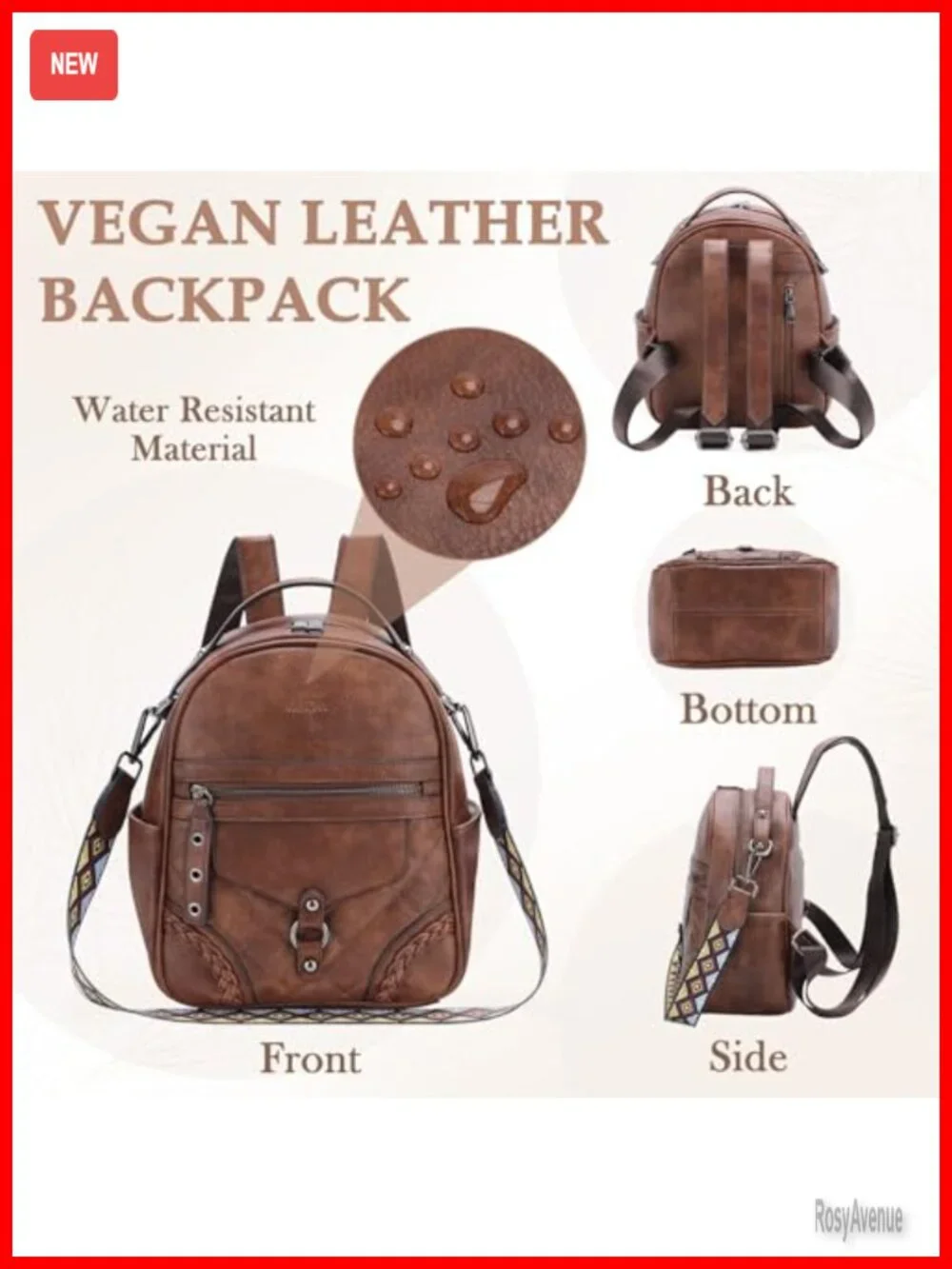 Faux Leather Mini Backpack Purse with Quilted Flap and Guitar Strap